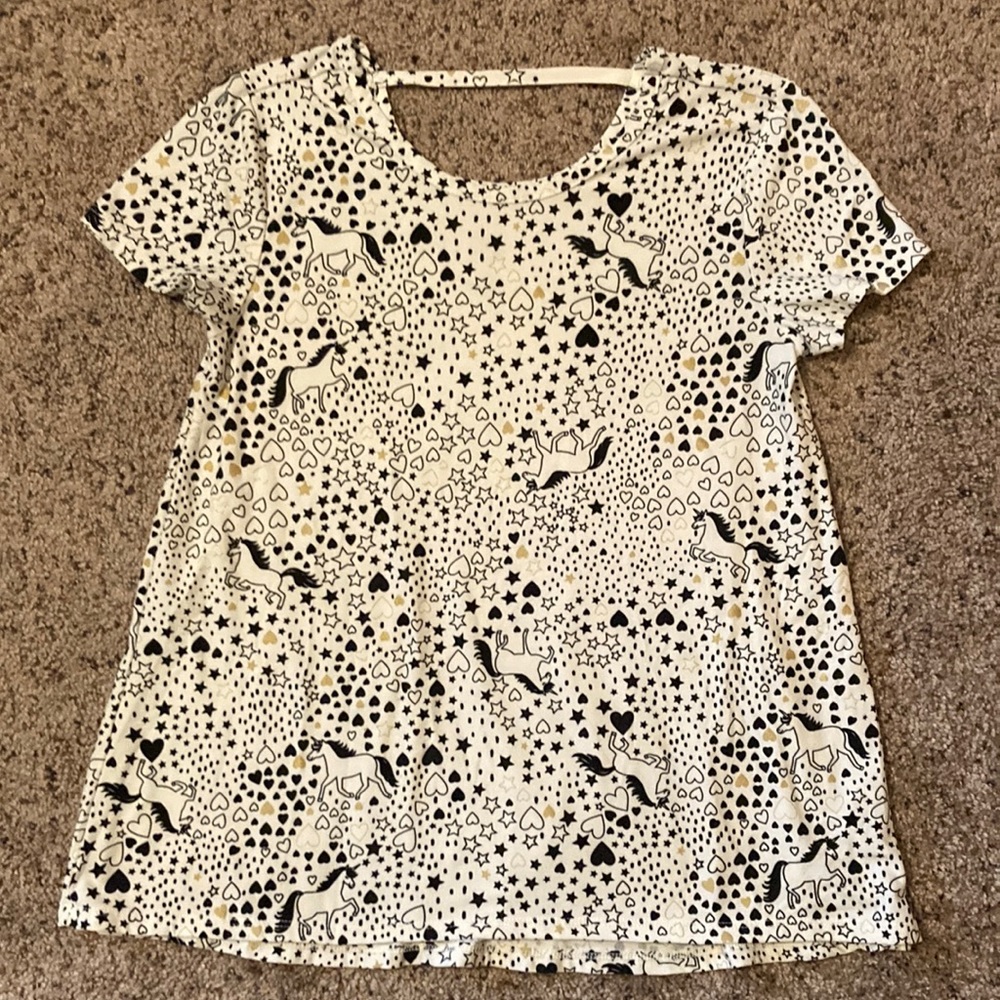 ⚡️Girls M 7/8 Black/White Unicorn Top